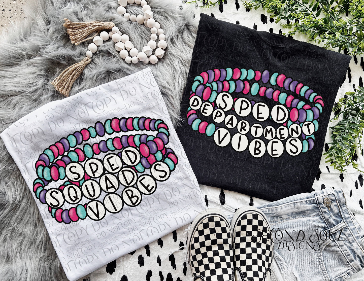 Custom school title vibes bracelet- bright beads