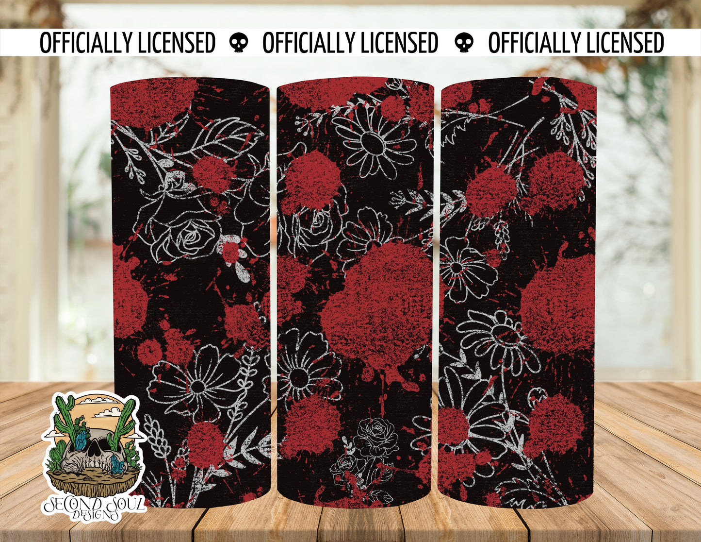 Floral blood splatter 20 oz tumbler