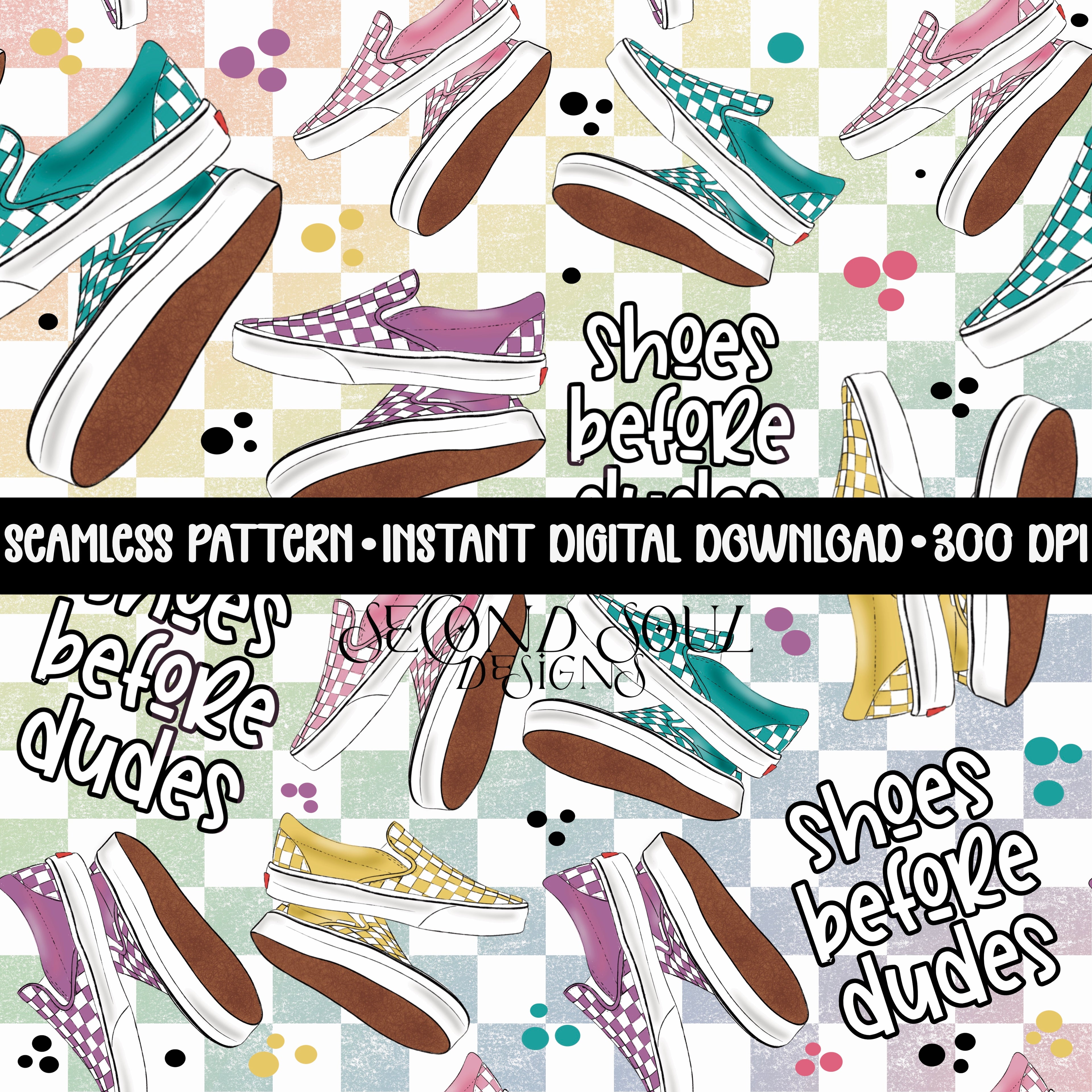 Shoes before dudes checkered seamless