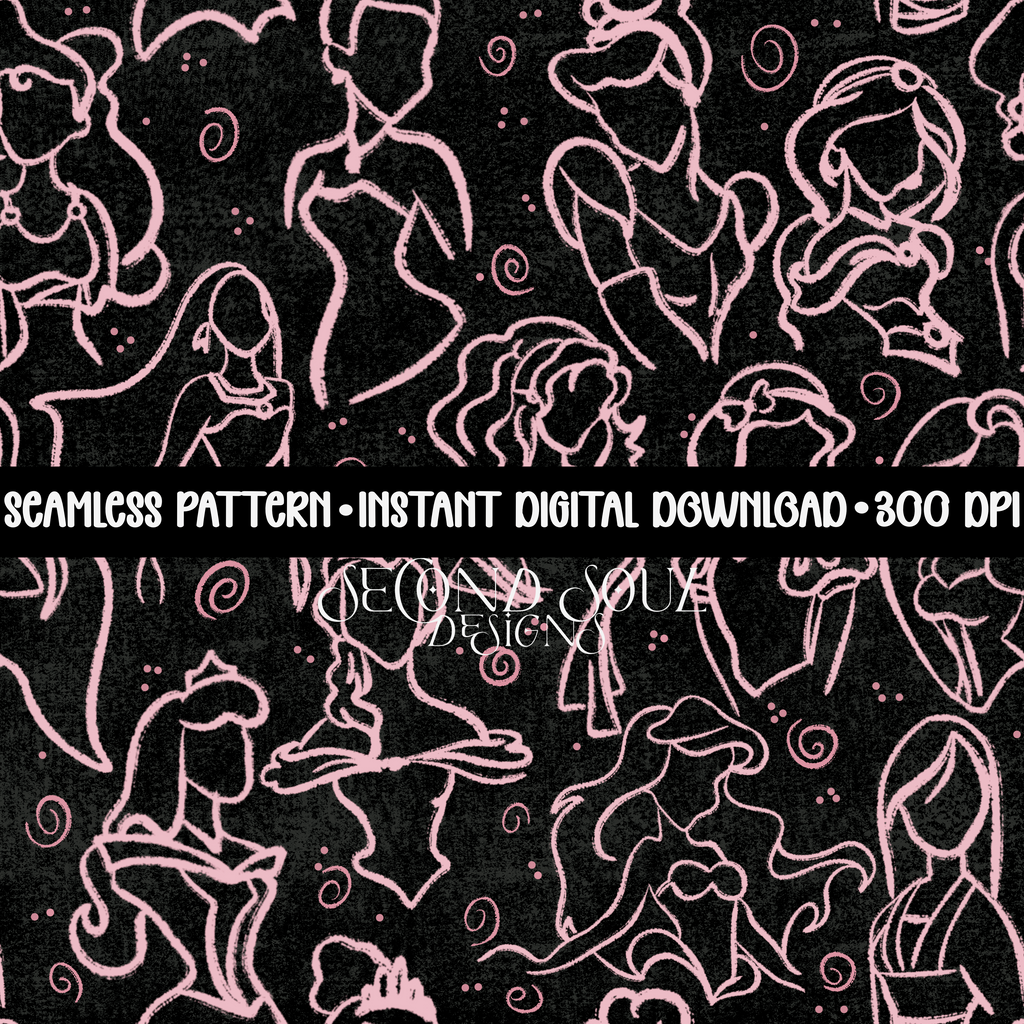 Princess silhouettes seamless